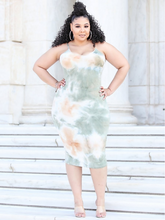 Load image into Gallery viewer, Olive &amp; Latte Tie-Dye Bodycon Dress
